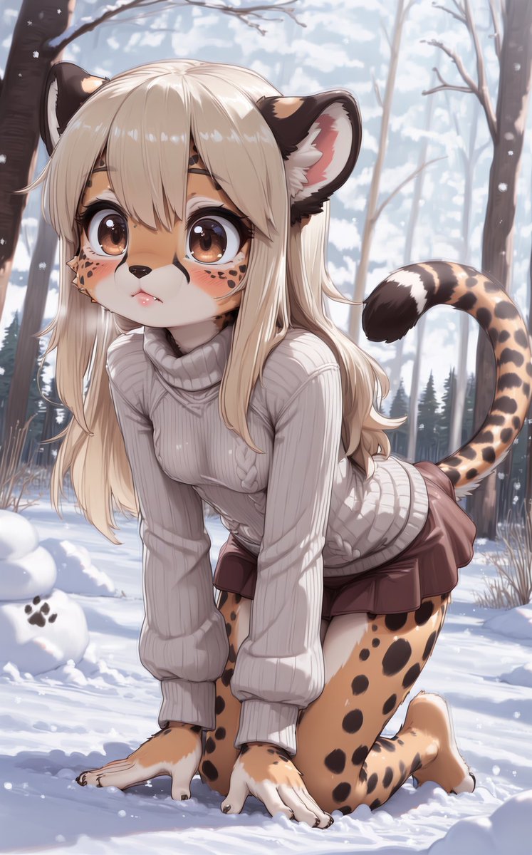 Magic_AIArtist's tweet image. The first snow and Magnicia ❄️ Who will warm her up?💛
#FurryArt #AIArt #MagniciaOC