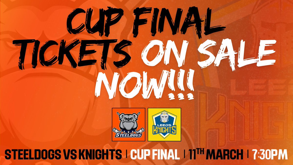 steelershockey's tweet image. The Cup Final tickets are now available online for Steeldogs vs Knights 🧡🏒

🎟️ Buy now 👉 hub.steeldogs.co.uk

#SteeldogsHockey #CupFinal #BeThere