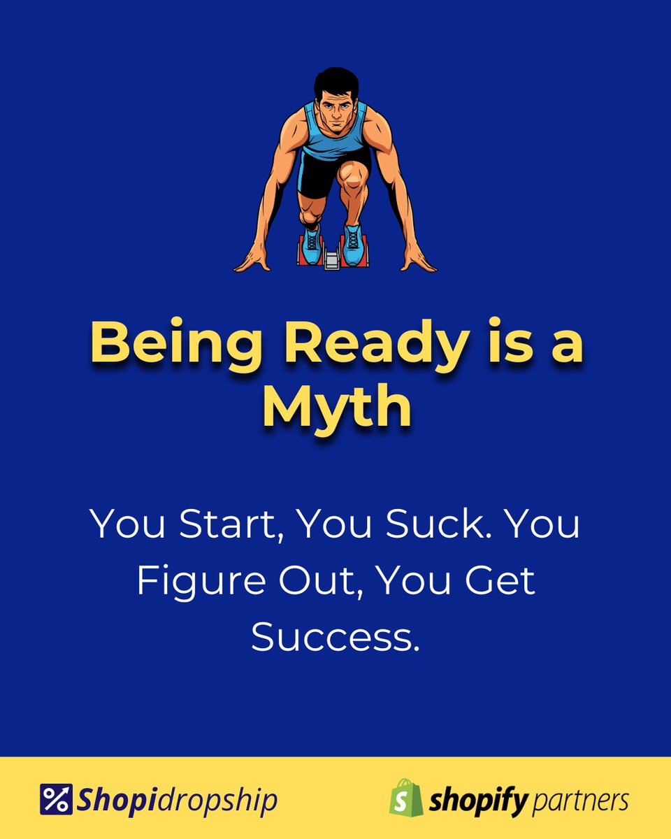 ShopiDropship's tweet photo. Being Ready is a Myth.
You Start, You Suck. You Figure Out, You Get Success.

👉 Just start whatever you’re planning, whether it’s an online business or anything else. No journey is ever a smooth ride.

#shopify #Shopidropship #Motivation #onlinebusiness https://t.co/rYsZrT3WYg