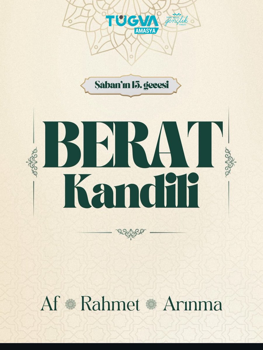 Berat Gecesi,direniş ayı Recep’ten sonra diriliş ayı Şaban'ı taçlandıran,varoluş ve kurtuluş mevsimi Ramazan'a yaklaştıran mübarek bir gece..
Ya Rab! 
Dünya İslâm'ın hidayet nuruyla buluşsun,insanlık fıtratına dönsün,zulüm bitsin,güzellik yeşersin.