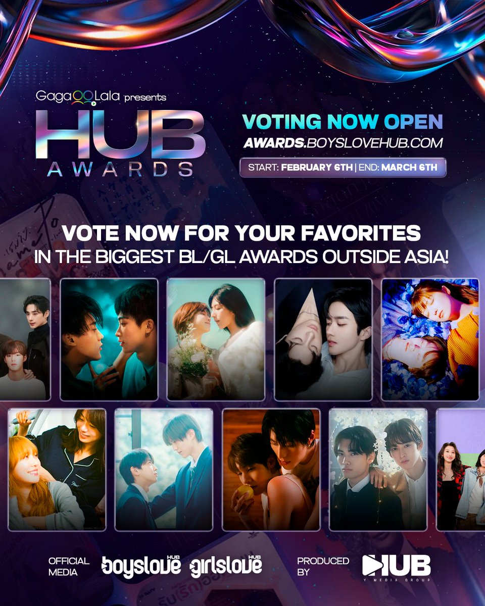 We see you voting for your favorite BL and GL👀

🚨 #HUBAwards2025 is receiving thousands of votes every minute, and no ranking is guaranteed yet!

Vote for your favorite BL/GL artists and productions in the 5th edition of the biggest awards in the field outside Asia:

BL: