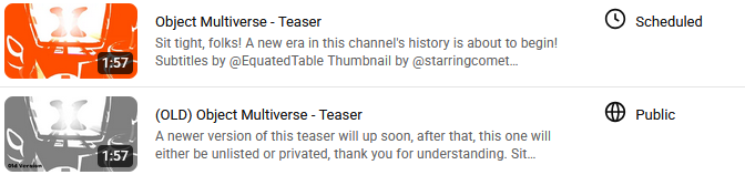 FaircloughJacob's tweet photo. Newer version of the OM Teaser without the Cad Bed character will be out later today, around the same time the old one did.

Just telling you guys now just in case anyone gets confused on the teaser's sudden thumbnail and title update.

#osc #objectshowcommunity #objectmultiverse https://t.co/om2eq7CX7D