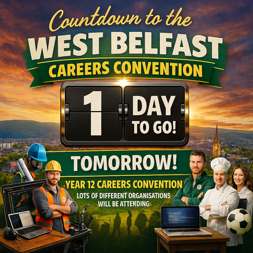 The WBALC Careers Convention takes place tomorrow! 📣✨Hosted by <a href="/SaintsCollege/">All Saints College Belfast</a>, the event will showcase a diverse range of career pathways for students across West Belfast 🎓🔧💻👩‍🍳 
All local post‑primary schools will be attending 🙌
#Careers #WestBelfast #Education #Year12