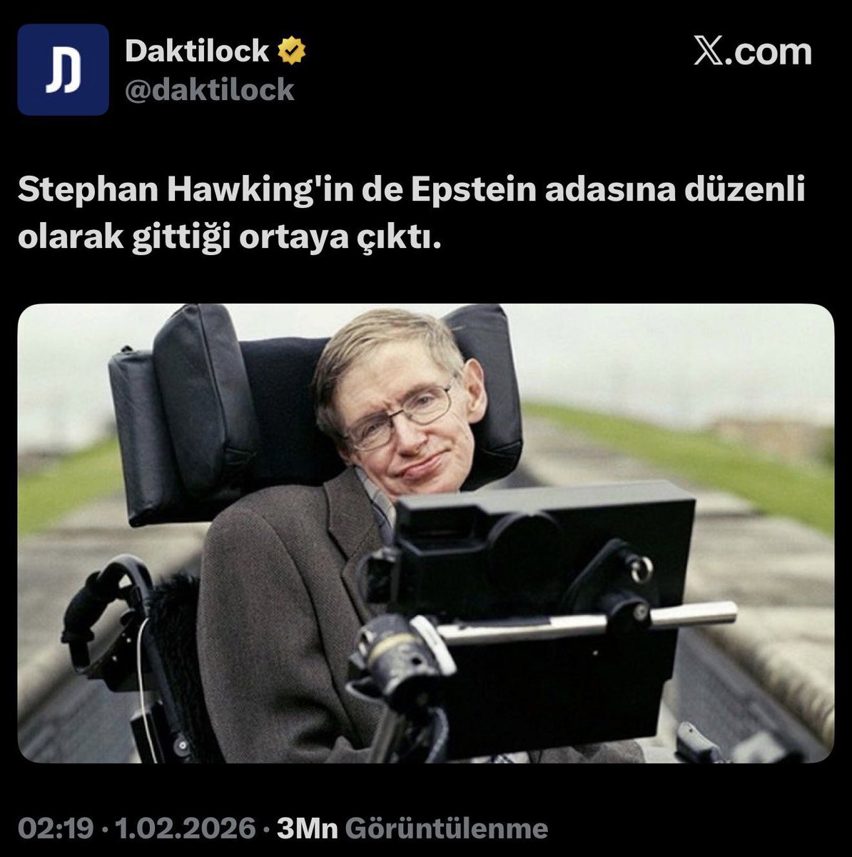 Din’den soğudum diyen tayfa Bilim’den soğumuşmudur acaba?

 #Epstine