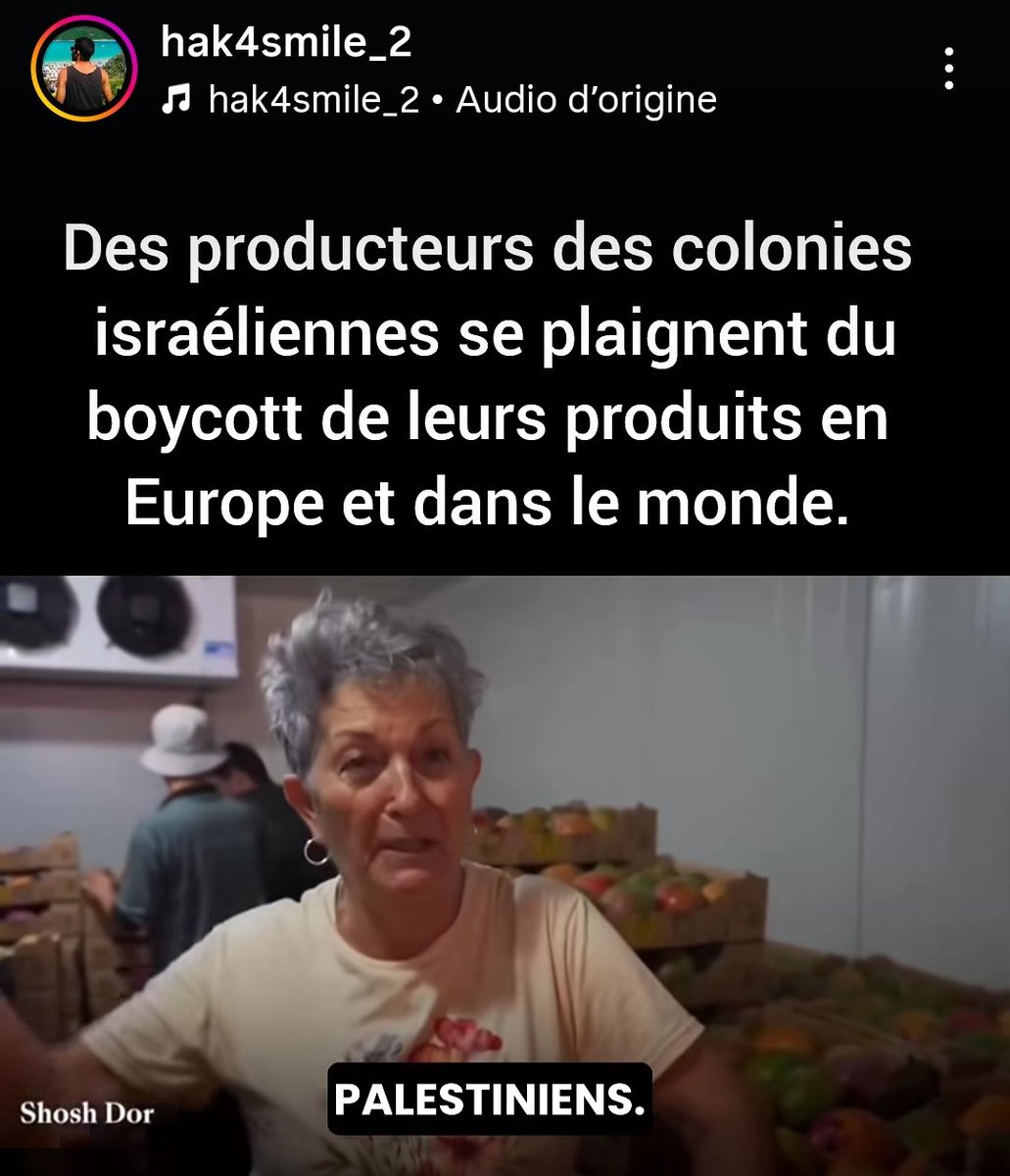 MiAldon's tweet photo. Lamentations de producteurs des colonies israéliennes qui souffrent beaucoup du boycott : "Les rues en Europe sont envahies de drapeaux 🇵🇸 !
Ils n'achètent plus nos produits."
On reste très vigilant sur les étiquettes !
#BDSworks
Vidéo 🔽
https://t.co/Oi7OWyd8tf https://t.co/L1HZfzi6Oo
