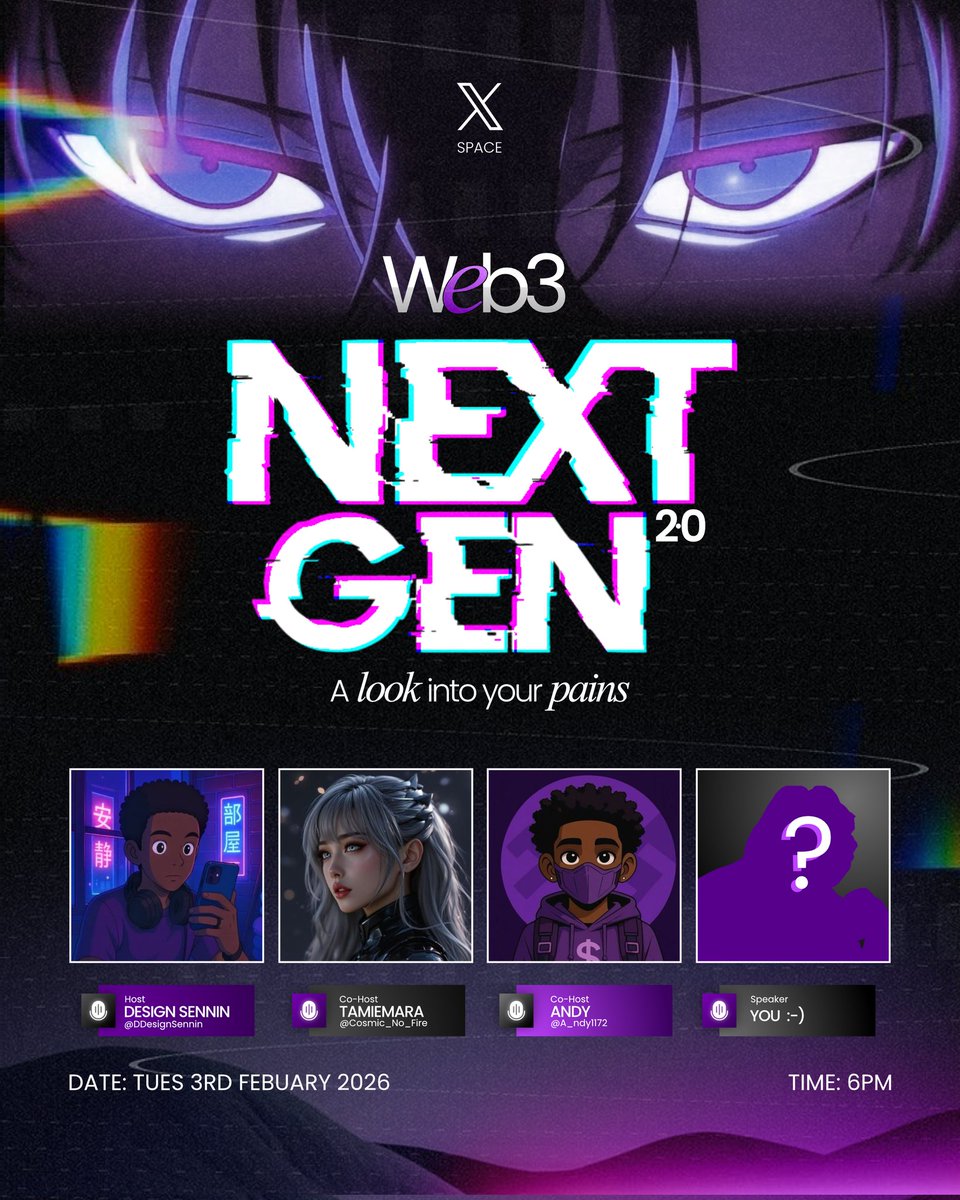 DDesignSennin's tweet photo. GM Idolos
Since y'all loved it last time, Andy @A_ndy1172, Tamiemara @Cosmic_No_Fire, and I are bringing it back and better๐ฅ
Set your reminders! Don't miss out! #growthinweb3 #growthwithveek https://t.co/iydtIxVuV1