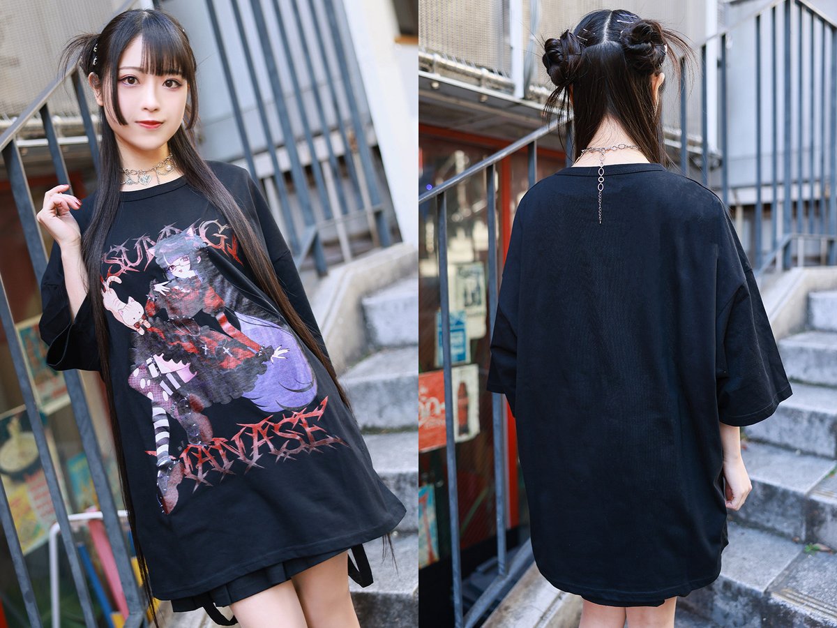 七瀬つむぎ×PSYCHO NATION×ゲキクロ コラボ・オーバーサイズ・Tシャツ
