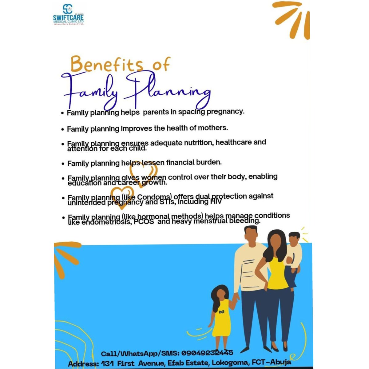 Swiftcaremed's tweet photo. Take Charge of Your Future! 💙

Planning your family? We are here to help you make the right choice for your lifestyle and health. Whether it’s long lasting, short term, or natural methods, our experts offer confidential, personalized, and comfortable consultations. https://t.co/RVt9UxKGyj