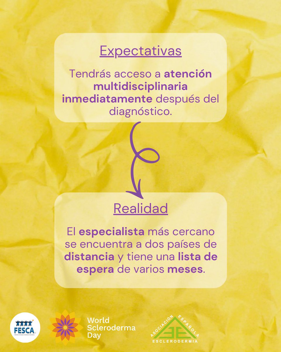 AEEsclerodermia's tweet photo. ⏰Cuenta atrás para el Día Mundial de las Enfermedades Raras.

Vivir con una #EnfermedadRara como la #Esclerodermia es un camino complejo: diagnóstico, tratamientos largos y, muchas veces, incomprensión social.

Visibilizemos esta realidad y apoyemos a quienes conviven con ellas https://t.co/08jND5j4mX