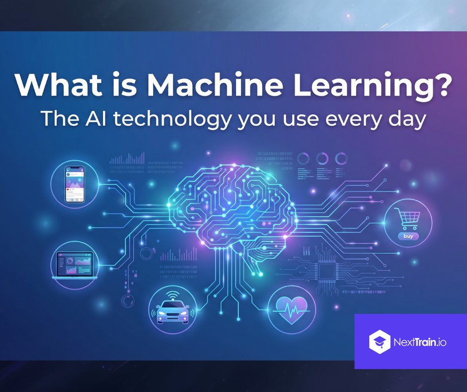 What is Machine Learning (ML)? 🤔
It’s a type of AI that lets computers learn from data without being explicitly programmed.
Think of it as a computer learning from experience. #MachineLearning #AI

How does it work? Simple!
1. Feed it data 📈
2. It finds patterns 🧠
3. It makes