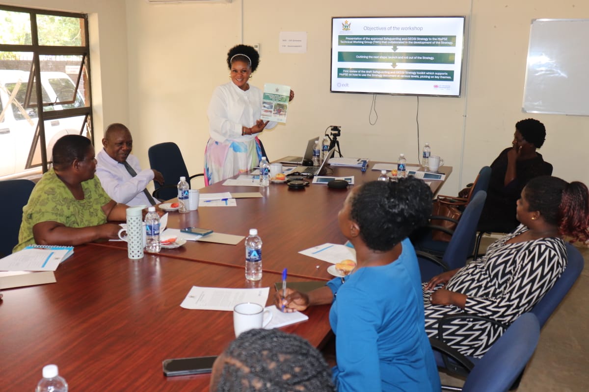 MoPSEZim's tweet photo. @MoPSEZim is engaging its Tech  Working Group to present the Safeguarding &amp; Gender Equity, Disability &amp; Social Inclusion (GEDSI) Strategy developed  with support from the Educ Development Trust (edt). The strategy strengthens learner protection  &amp; inclusion. @InfoMinZW
@taundoro https://t.co/DcNm5YKbuB