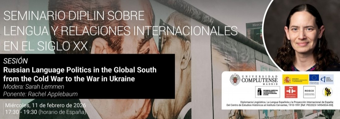 UCM_dhmyc's tweet photo. 🙌 Nueva sesión del seminario virtual #DIPLIN sobre #RelacionesInternacionales a cargo de la Prof. Rachel Applebaum.
📅11 de febrero a las 17:30h
👉 Más info: https://t.co/hxoIyKgD1b
📎No olvidéis registraros en: https://t.co/hxoIyKgD1b https://t.co/g9SEQqWcIh