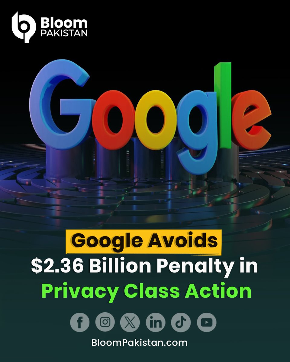 bloom_pakistan's tweet image. Google avoids $2.36 billion penalty in one of the largest U.S. privacy class actions.

Read More: bloompakistan.com/google-privacy…

#Google #Privacy #ClassAction #TechNews