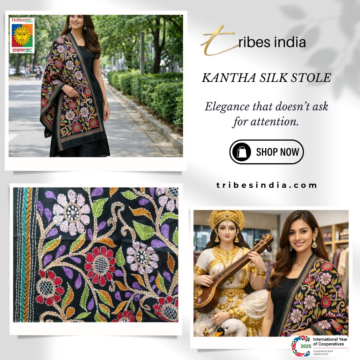 tribesindia's tweet photo. A refined take on handcrafted elegance.
The Kantha Silk Stole combines traditional embroidery with silk for effortless, versatile styling.
Shop here:👉 https://t.co/Zro7TcDwCW
#KanthaSilkStole #HandcraftedTextiles
#IndianHandloom #SilkStole #tribesidia #Vocal4Local https://t.co/pzSvI6SBRd