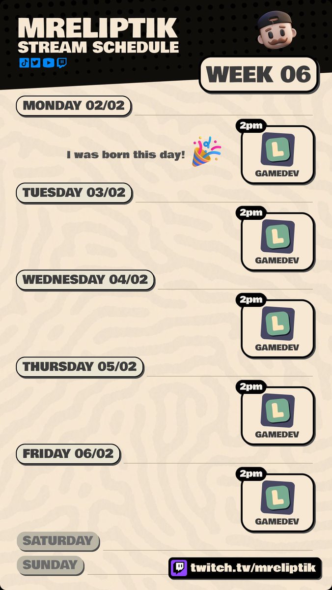 Streaming schedule for the week 6 👇