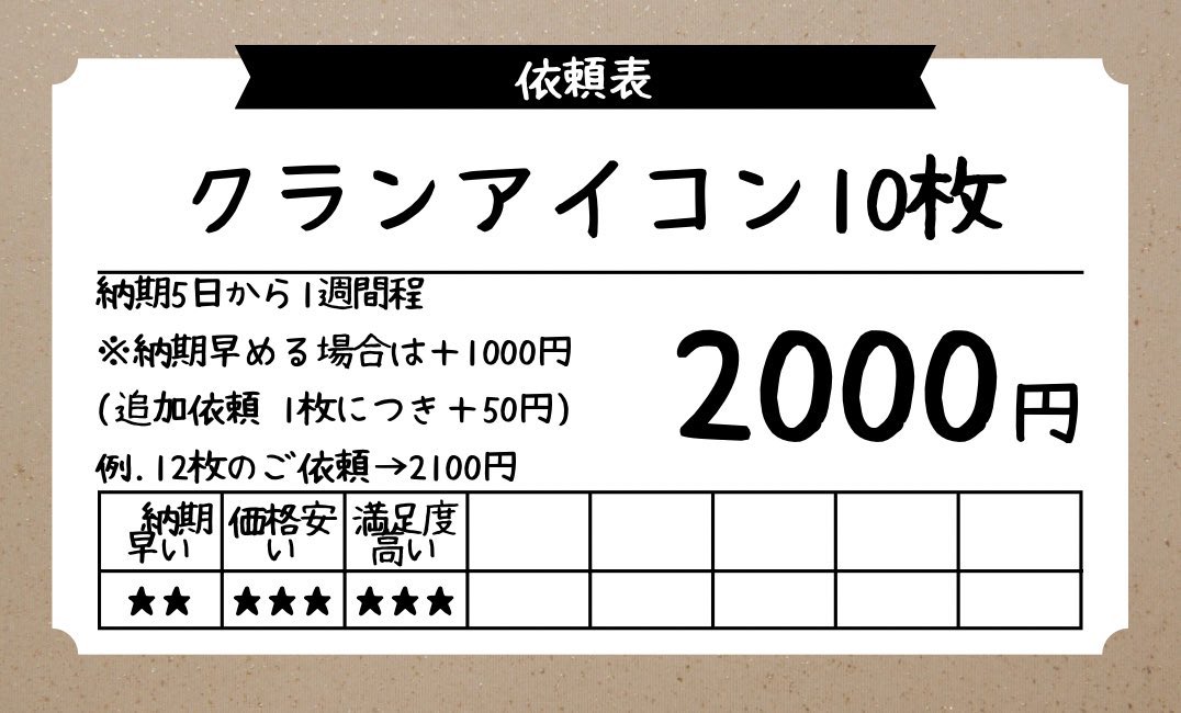 🎨 【クラン・チームアイコン制作】 🖌

✅・格安
✅・高クオリティ
✅・界隈トップレベル

📱PayPay支払い対応🙆‍♂️
他と差をつけたいチーム、お任せ下さい💪

過去作品はこちらのサイトから見れます⬇️
lit.link/tadanoringo

ご依頼はDMまで📩

#荒野行動 #クランアイコン 
#CODM #PUBG #有償依頼
