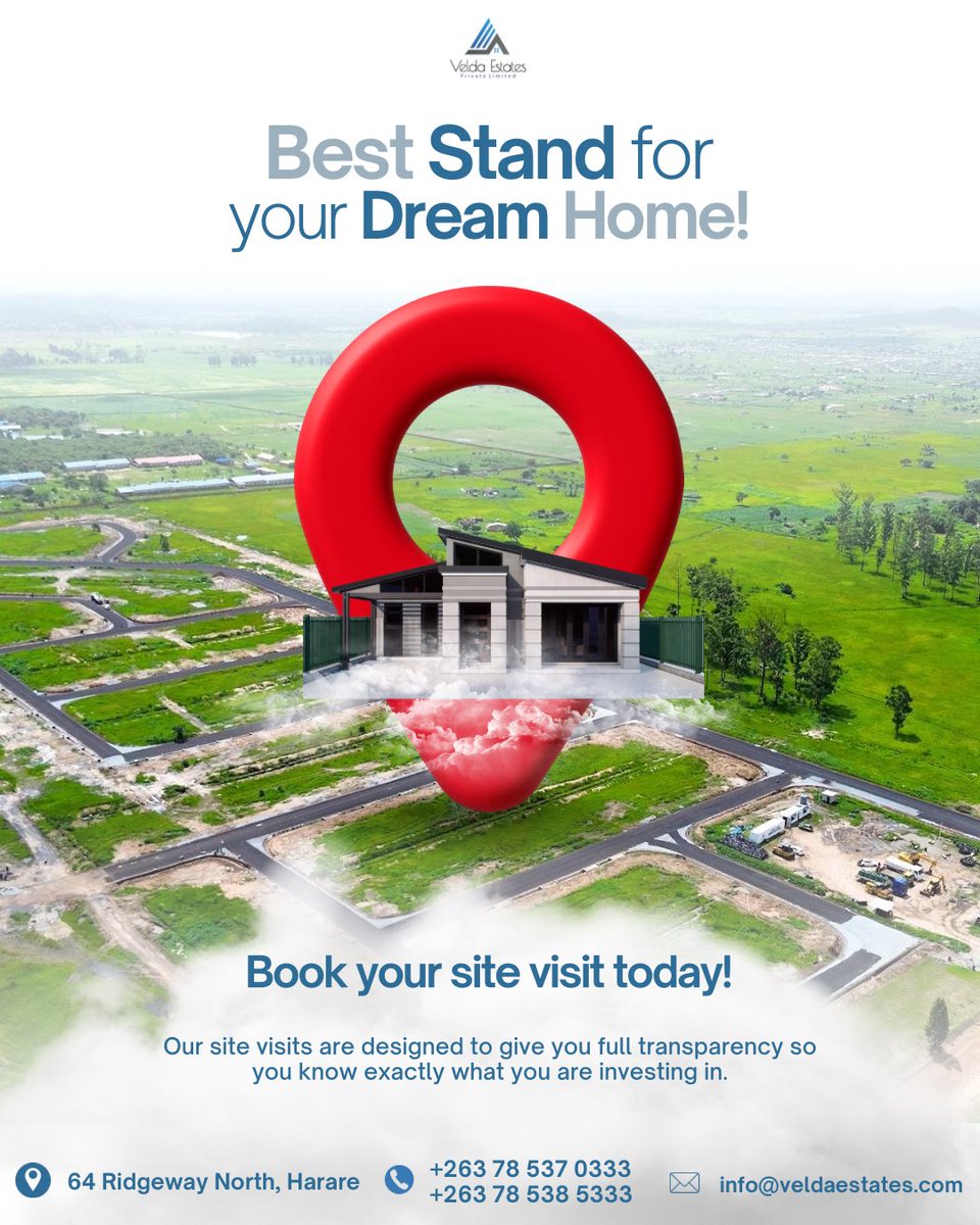 veldaestates's tweet photo. Book your site visit today and take the first step towards owning your stand with peace of mind.

📍 20 km from Harare CBD along Bulawayo Road
📞 +263 78 537 0333 | +263 78 538 5333
📧 info@veldaestates.com https://t.co/vyw1owSOhO