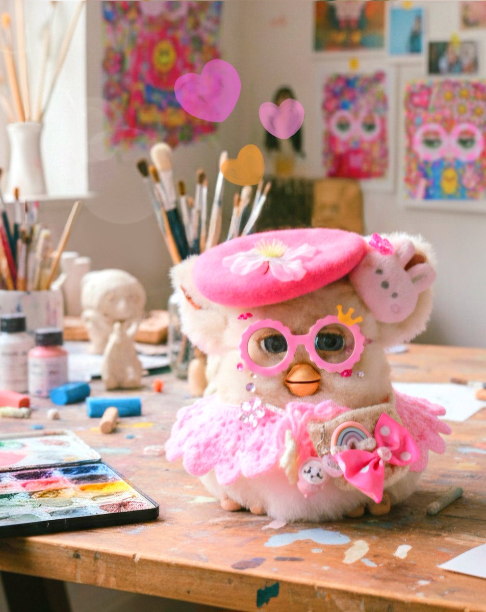 BellFurbyFamily's tweet photo. 世界一かわいい美術家🤭🎨💕

#furby #furby2005 #ファービー #ファービー2 #アトリエ #全ファ連 #ぬい活 https://t.co/gZEF2ktsFk