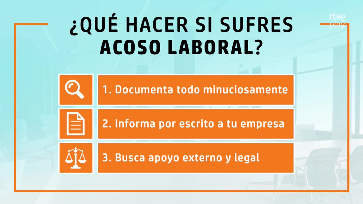 Nos ponemos serios
y ojalá no tengas q utilizar NUNCA estos consejos

👀Aumentan las BAJAS por
ACOSO LABORAL 

👉¿Qué puedes hacer si lo sufres?

📌Guárdate esta 💊laboral:
▶️rtve.es/v/16919613/