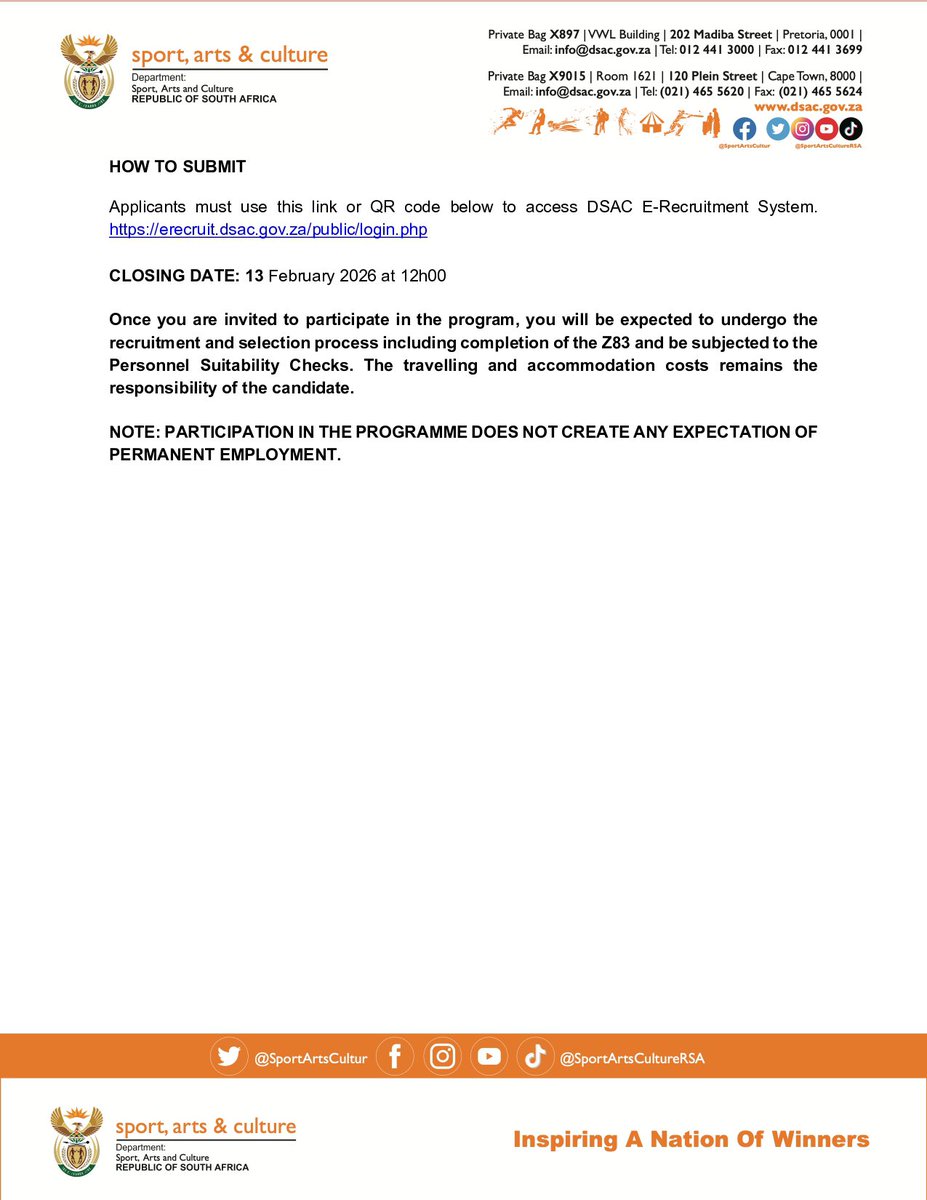 Department of Sport, Arts and Culture tweet media