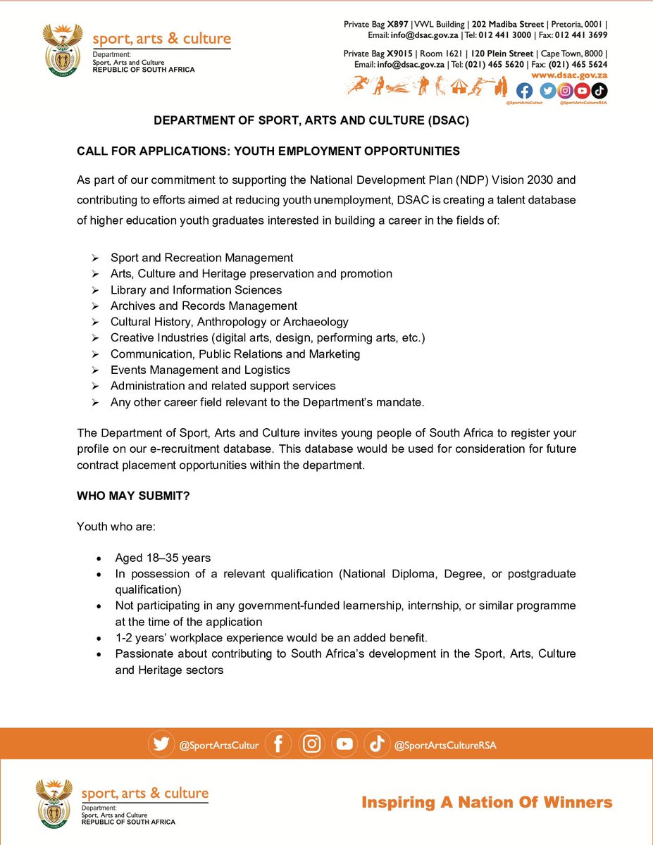 Department of Sport, Arts and Culture tweet media