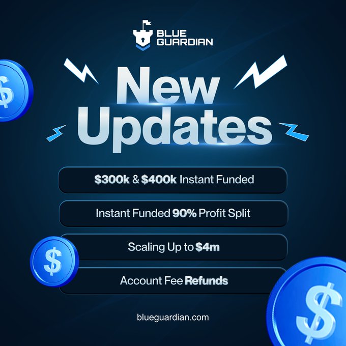 New updates just dropped at <a href="/BlueGuardiancom/">Blue Guardian</a>  Guys don't miss this Great opportunity 

• $300k &amp; $400k Instant Funded accounts
• 90% profit split on Instant Funding
• Scale your accounts up to $4M
• Account fee refunds are back

Get funded today at blueguardian.com/?afmc=1t51