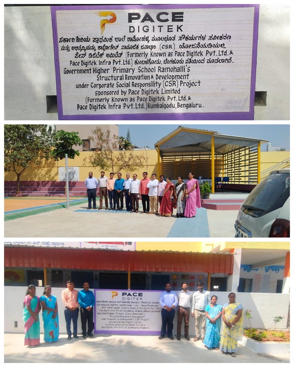 pacedigitek's tweet photo. Under its CSR initiatives via the Pace Trust, Pace Digitek completed infrastructure development at Ramohalli Government School. The facilities were inaugurated by the HR team in the presence of school authorities and students.

#PaceCares #CSR #Education #CommunityImpact https://t.co/d34ody6Z37