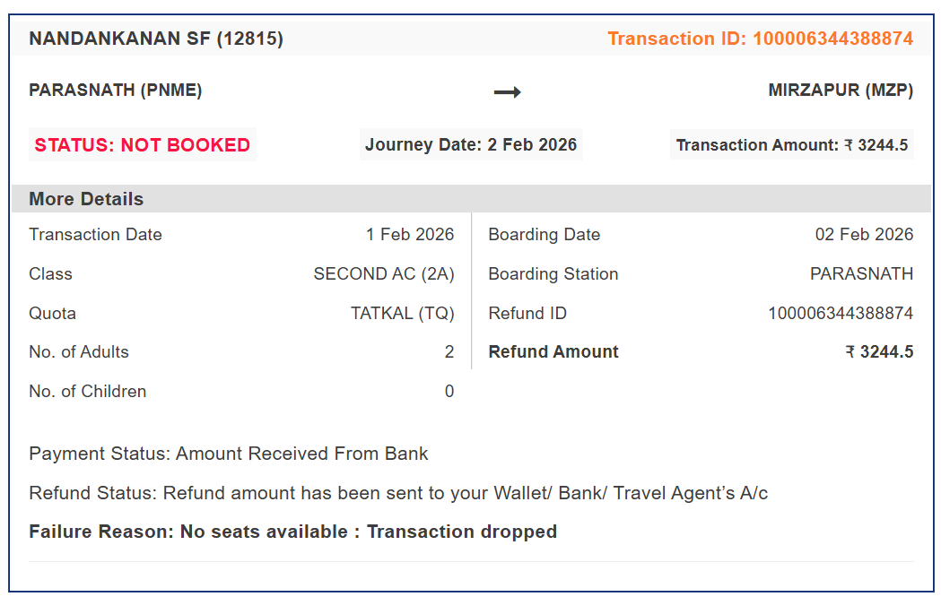 ajain1990's tweet photo. @IRCTCofficial My ticket payment was deducted from my HDFC Bank account via Amazon Pay UPI (QR scanned using CRED). Refund status shows “SENT_TO_BANK” but amount ₹3244.50 is still not credited back to my HDFC account. Txn ID: 100006344388874. Kindly look into this urgently. https://t.co/tNCEu66Hzt