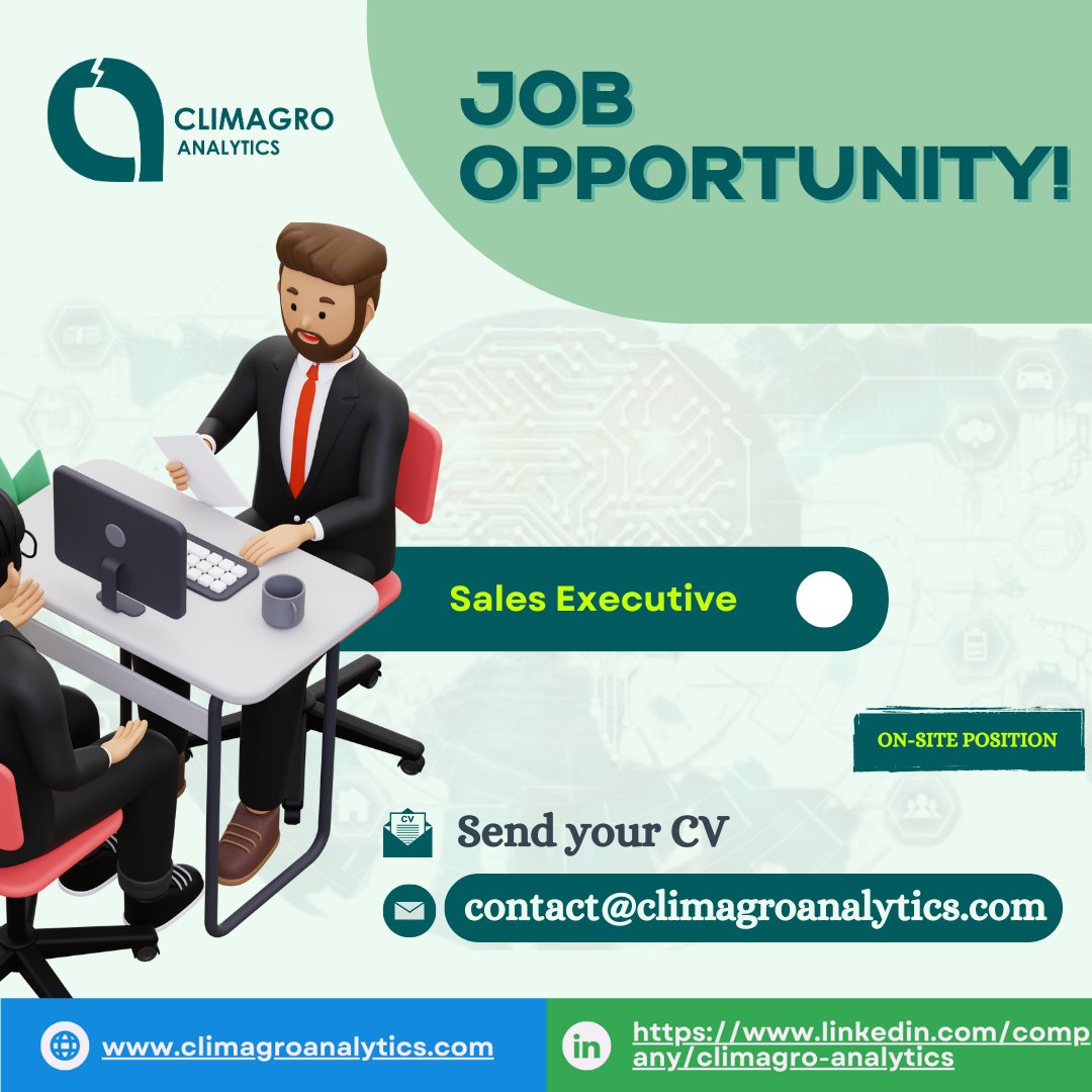 ClimagroAna's tweet photo. We're Hiring!
ClimAgro Analytics is looking for a Sales Executive to join our team in Kanpur
Detailed Job Description- https://t.co/sLm37xfXgJ...
- Apply or reach out at contact@climagroanalytics.com
- Full-time, on-site | Kanpur
Explore more- https://t.co/61IPiintB3
#hiring https://t.co/NncKrStd1t