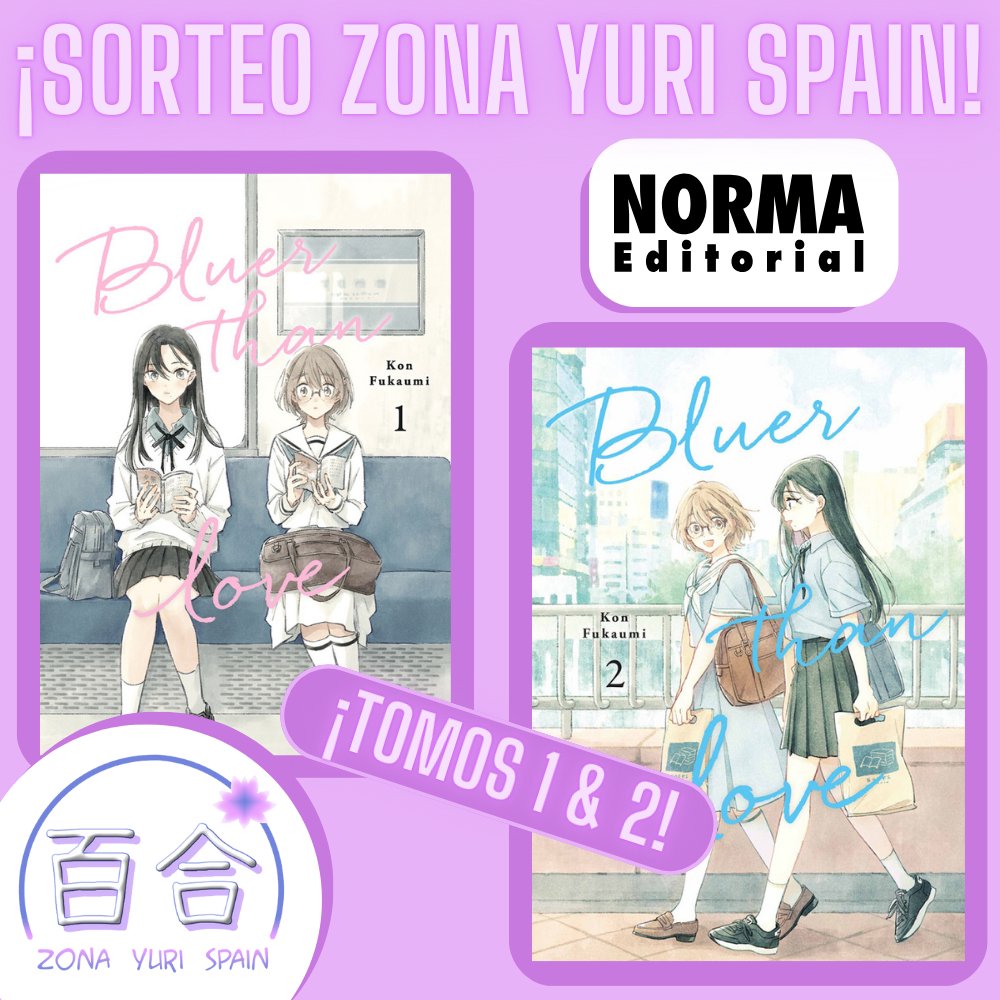 🏳️‍🌈🌷¡Nuevo sorteo!🌷🏳️‍🌈

En colaboración con nuestros compañeros de <a href="/NormaEdManga/">NormaEdManga</a> sorteamos los dos primeros tomos del manga #yuri "Bluer than love", de Kon Fukaumi.

🌸Sigue a <a href="/ZonaYuriSpain/">Zona Yuri Spain</a> y a <a href="/NormaEdManga/">NormaEdManga</a> 
🌸Da RT a este tweet
🌸Comenta citando a un amigo