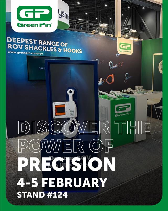 𝗗𝗶𝘀𝗰𝗼𝘃𝗲𝗿 𝘁𝗵𝗲 𝗽𝗼𝘄𝗲𝗿 𝗼𝗳 𝗽𝗿𝗲𝗰𝗶𝘀𝗶𝗼𝗻

Green Pin® is at Subsea Expo, Aberdeen (Feb 4–5). Visit us at stand #124 and explore our ROV solutions, featuring the ROV Pro Shank Hook.

Register here: bit.ly/3ZLWFZE

#subseaexpo #offshorerigging #rovhook