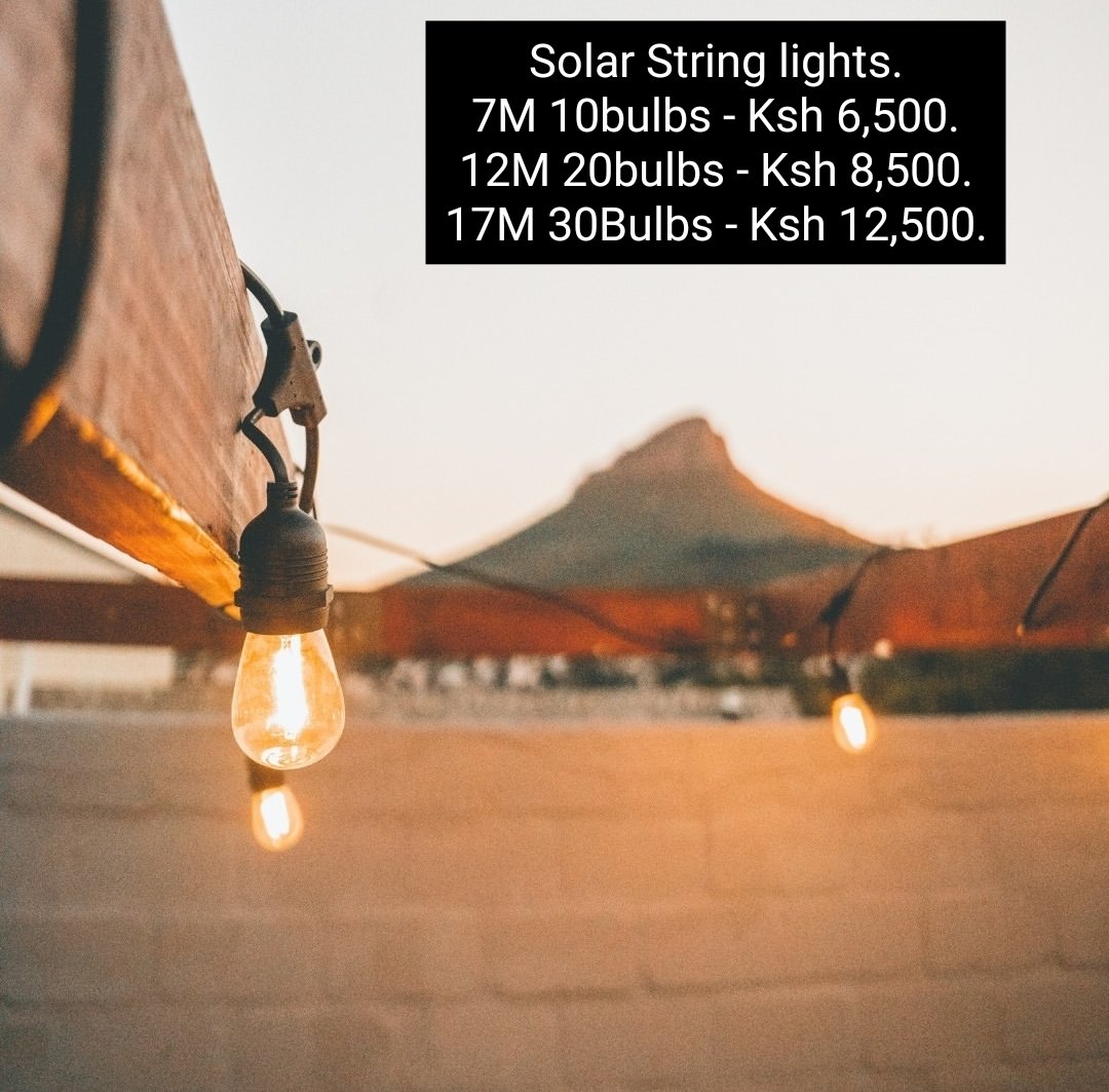 ClasicEquipment's tweet image. Turn ordinary nights into magical memories! 
 Solar string lights will make every evening feels like a celebration – warm glow, no electricity cost, just pure charm

📞 0721275514.

 #solar #solarlighting #OutdoorLighting #solarenergy #outdoor lighting busia kisumu nakuru tave