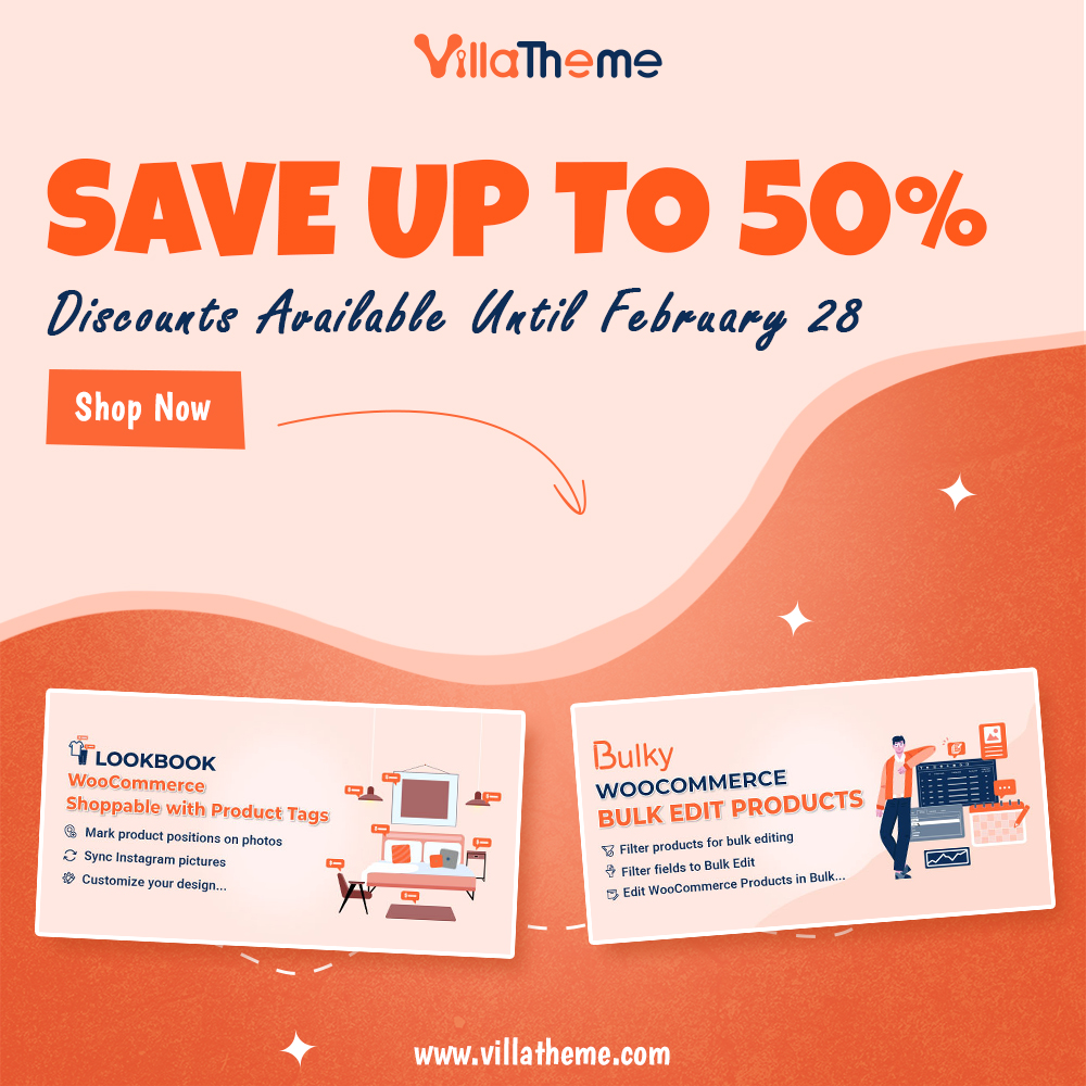 🔥 Big savings for your store!
Get up to ✨50% OFF selected WooCommerce &amp; WordPress plugins - bulk editing, variation galleries, size charts, dropshipping &amp; more 👉👉👉 1.envato.market/dOba0q
Don't wait - Sale ends Feb 28 - Get Started Now!