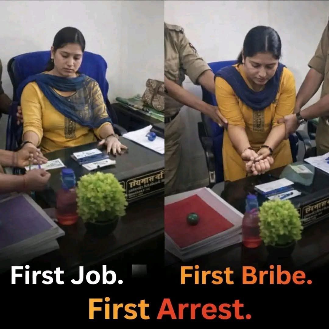 dogra_ns's tweet photo. 99% Govt officials are like her.

Meet Mithali Sharma — a government official reportedly caught red-handed taking a bribe in her very first posting as Assistant Registrar, Koderma (Jharkhand).

What’s more shocking than the arrest? How normal corruption in govt jobs has become.
Power + protection = zero fear.

In China, corrupt officials face life imprisonment—even the death sentence.
Here, they face transfers, suspensions, and silent support.

Until corruption in government jobs is punished brutally not tolerated politically this rot will keep spreading.
Honesty shouldn’t be the exception. Accountability should be the rule.