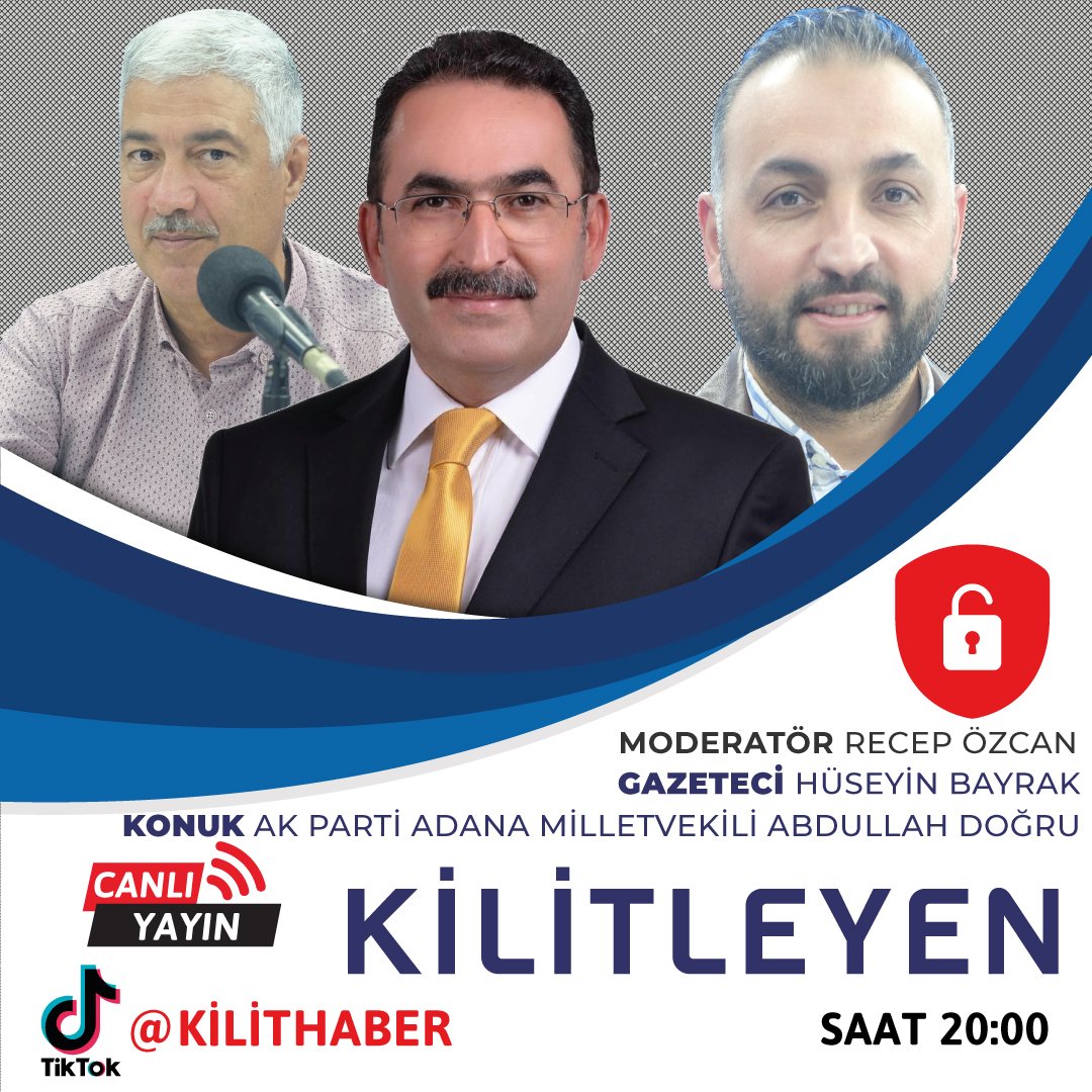 kilithaber's tweet photo. Bu akşam 20'de Tiktok canlı yayınında Ak Parti Adana Milletvekili Abdullah Doğru'yu ağırlayacağız. 

#adana #yağmur #abdullahdoğru #zeydankaralar #akparti #akpartiadana @abdullahdogru01 @bayrakhuseyin @Akparti @Tamer_Dagli @akpartiadanail https://t.co/jprXMEybhW