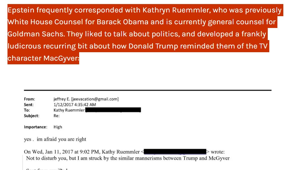 montee51's tweet photo. Here's Jeffrey Epstein communicating with Trump in early 2016, and again in late 2016 post election celebrating fixing their "Katie Johnson problem"
For reference, Macgyver is Epstein's nickname for Trump. https://t.co/yGgiymJoRj