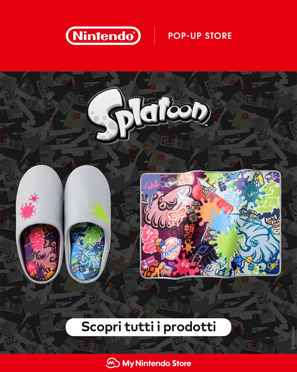 Dimostra il tuo amore per Splatoon con queste pantofole da indossare a casa e questa colorata coperta Splatoon SQUID e OCTO! Scopri le nuove aggiunte di merchandise esclusivo nel My Nintendo Store: ntdo.com/6018ASYqO