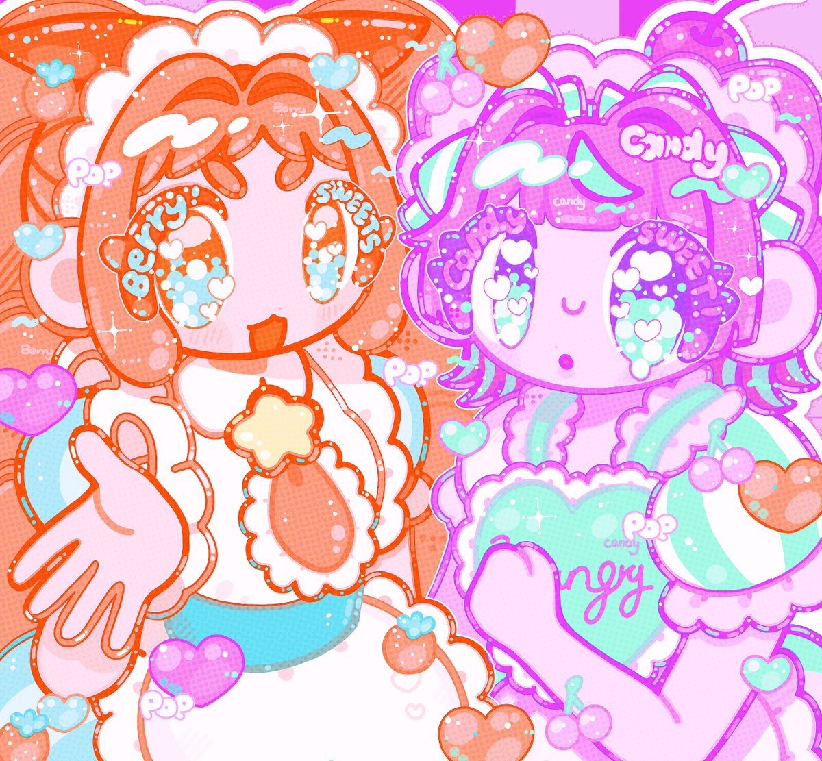 🩵❤️🫐🍓Berry &amp; Candy🍬🍭🩷💚
#illustration #イラスト