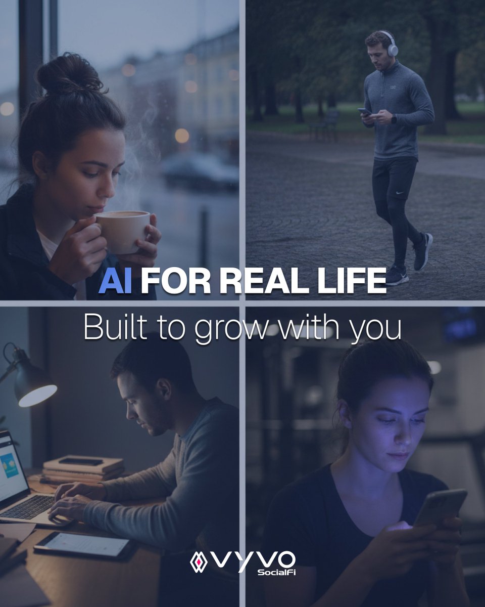 VyvoSocialFi's tweet photo. Vyvo AI learns from real life. Your routines, habits, and daily rhythm help it grow over time. If you care about smarter AI that improves with use, you’re in the right place.

👉 Learn more about participating in the Vyvo ecosystem.

#VyvoSocialFi #VyvoEcosystem #AIForLife #FutureOfAI