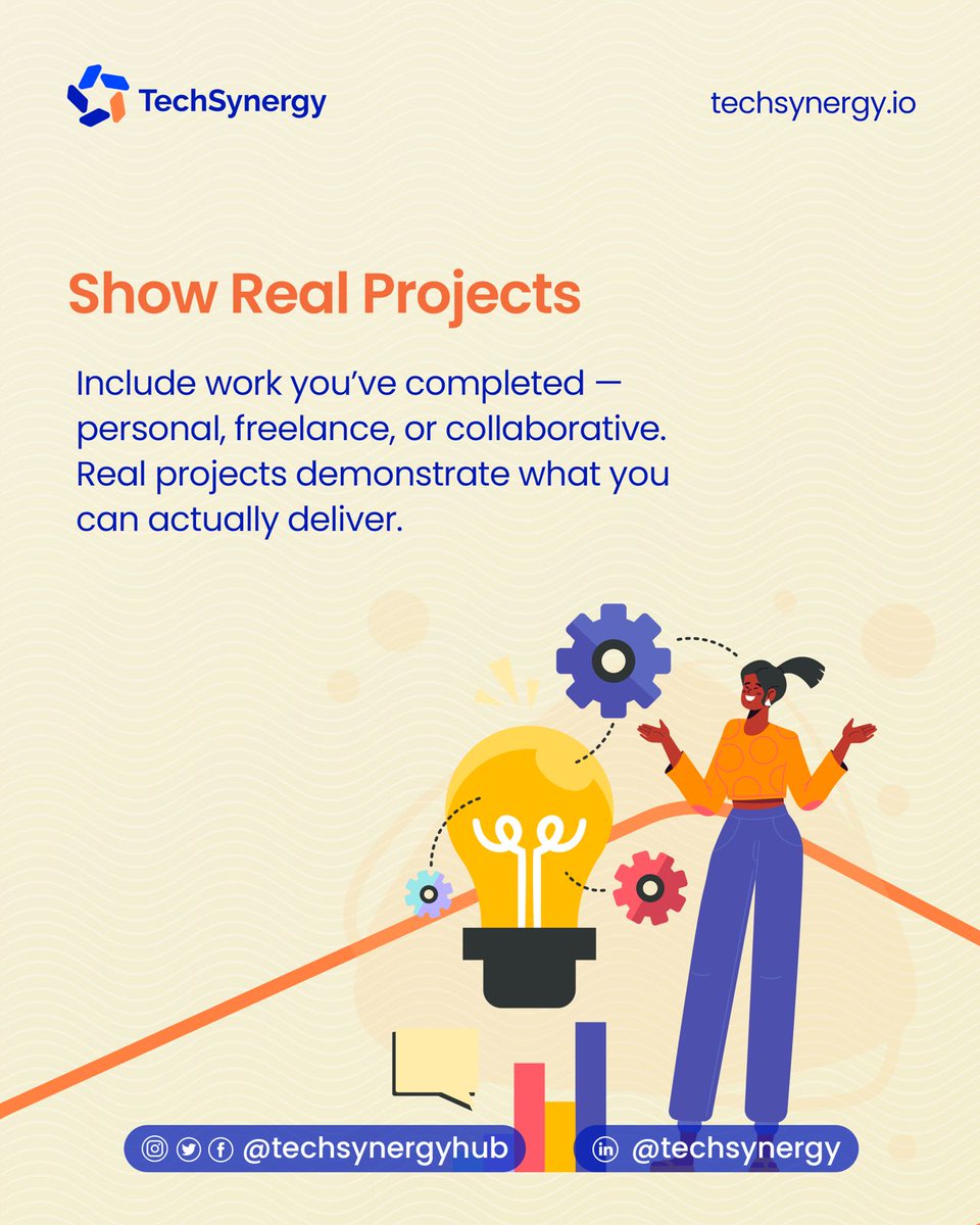 TechSynergyhub's tweet photo. Your portfolio isn’t just a collection of work - it’s your professional story. To stand out to businesses, focus on quality, clarity, and proof of results. 

Here are 3 actionable steps:

#TechSynergy #DigitalTalent #PortfolioMatters #CareerGrowth #AfricanTalent #SkillInAction https://t.co/9ShkwyjGBt