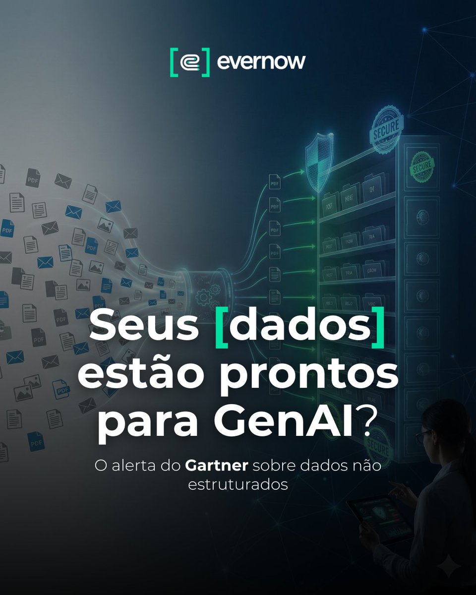 EverNowBR's tweet photo. GenAI falha sem dados preparados, alerta o Gartner. Com 70-90% dos dados sendo não estruturados, o risco de vazamento é alto. 
A solução? DSPM. Descubra, classifique e proteja seus dados antes de usar IA. 

#DSPM #DataSecurity #GenAI #Cibersegurança https://t.co/o0wkTQaLJa