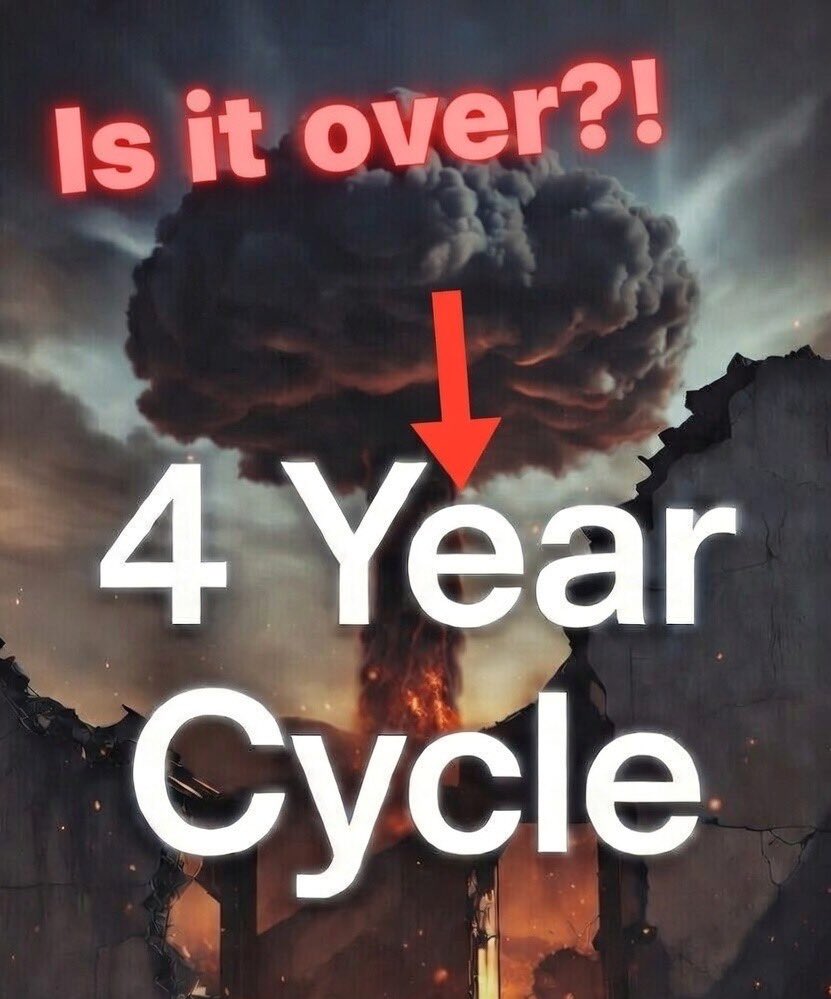 Inquisitio's tweet photo. The 4 Year Cycle EXPOSED 🚨👇🏻

Here‘s a big misconception everyone makes: 

They assume, the 4 year cycle is a UNCHANGEABLE fact that must play out every time. 

But this thought process is severely flawed.

Just because you saw a pattern like this center around the past bull/bear cycles, does not mean it has to happen again this time.

In fact, the data proves we have had no real bull market in 2024 and 2025, and that means the 4 year cycle pattern has failed its function. 

Because the 4 year cycle CAN ONLY function when it fulfills these requirements: 

A: ✅ Halving happens (every 4 years) 
-> Supply shock 

B: ✅ Accumulation phase follows (or leads into) halving 
-> smart money / institutions quietly buy at low prices during fear, sideways chop, low volatility

C: ❌ Markup / bull run kicks in 
-> explosive price rise (often 10–18 months post-halving), new all-time highs, euphoria, FOMO, retail piles in

D: ❌ Major parabolic top / blow-off forms 
-> cycle peak with extreme greed, huge media hype, over leveraged speculation

E: ❌ Distribution occurs near the top
-> smart money sells into strength, profit taking while price hits a ceiling or starts weakening

F: ✅ bear market hits 
-> 70-85%+ crash from peak, capitulation, long consolidation/winter phase, sentiment turns extremely negative.

Cycle resets -> eventually leads into next accumulation -> halving -> repeat.

Basically F is where the end should be and not F last for 4 years straight through the entire cycle. But that‘s where we‘re at. We got A and B, but we never got C.
We never got D and E. 

For it to "fulfill" the pattern historically seen (2013, 2017, 2021 peaks), we need the full euphoria -> crash -> multi-year recovery sequence rather than a "broken" version.

This means: The 4 Year Cycle is BROKEN and crypto has entered a new age of unpredictability. 

Are we for real in a 5 year cycle instead or are cycles outdated at this point?
