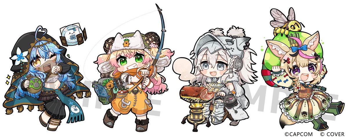 『ホロライブ』 × 『モンスターハンターワイルズ』のコラボ企画で、デフォルメイラストを担当させていただきました！✨
#モンハンワイルズ #モンハン #ホロライブ #ホロライブとオトモ