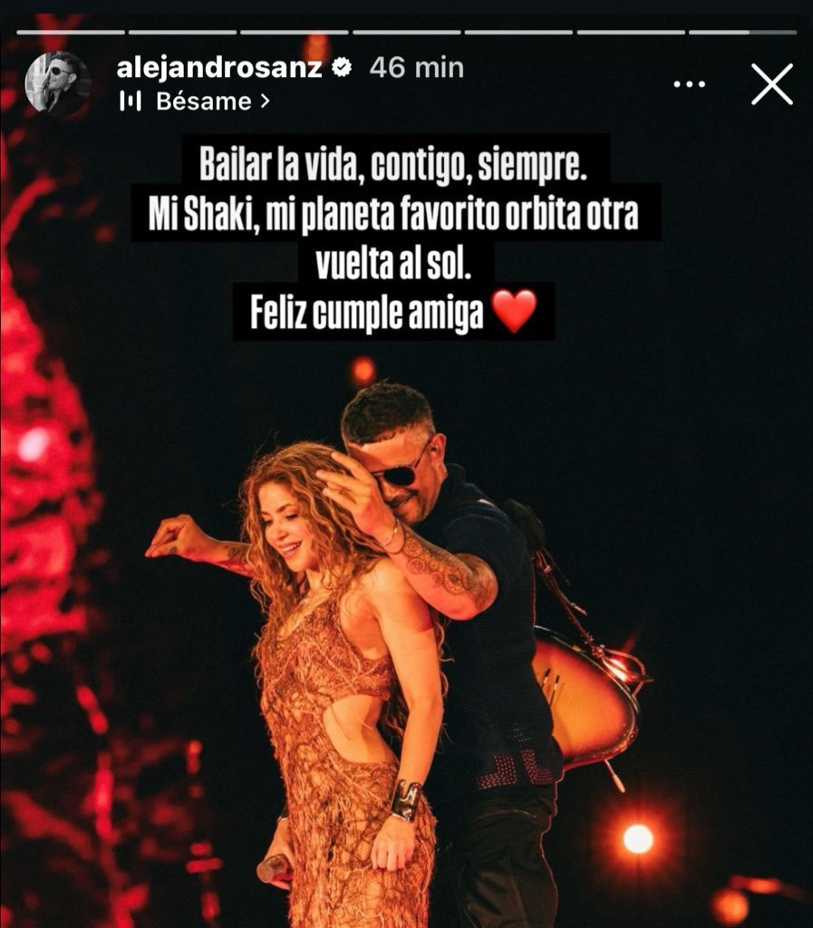 Alejandro Sanz felicitando a Shakira por su cumpleaños! 🥹
