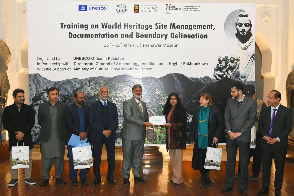 DoamGovPK's tweet photo. DG Department of Archaeology &amp; Museums,Mr. Aman Ullah, delivered the keynote address on“Effective World Heritage Strategy for Pakistan” during the Training on World Heritage Site Management, Documentation,&amp; Boundary Delineation,held at the Peshawar Museum from 26-29 January 2026 https://t.co/hNAlyJIZcN