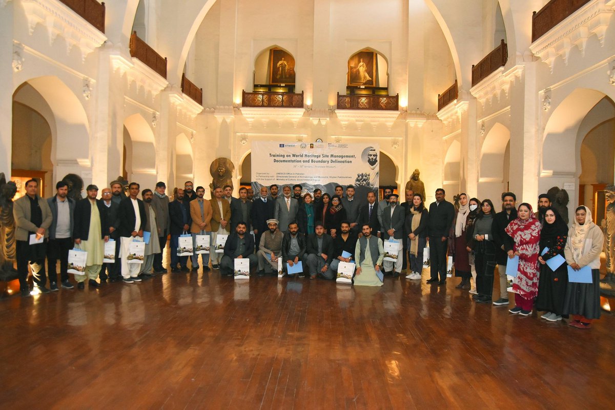 DoamGovPK's tweet photo. DG Department of Archaeology &amp; Museums,Mr. Aman Ullah, delivered the keynote address on“Effective World Heritage Strategy for Pakistan” during the Training on World Heritage Site Management, Documentation,&amp; Boundary Delineation,held at the Peshawar Museum from 26-29 January 2026 https://t.co/hNAlyJIZcN