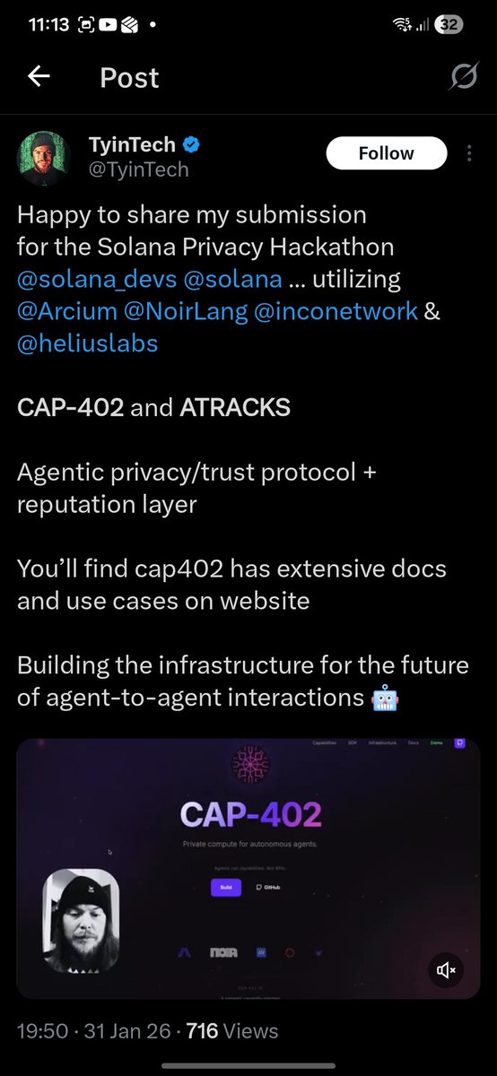 GlitchGuardian0's tweet photo. Hey @solana_devs @solana … utilizing  @Arcium @NoirLang @inconetwork &amp; @heliuslabs , just letting you know that @TyinTech is a person who scammed and stole money from people who invested into his "revolutionary" bait projects. You can verify it by searching #cashisdead. Cheers https://t.co/Cm5I7ZUCeV