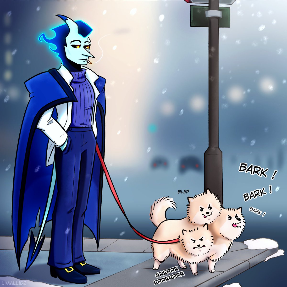 Winter walk with the evil fluffles