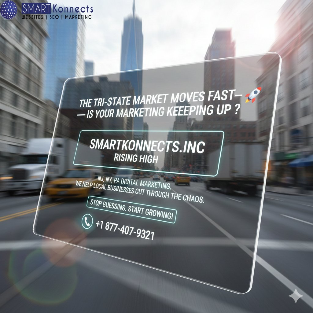 SmartKonnects's tweet photo. The Tri-State market moves fast—is your marketing keeping up? 🚀

https://t.co/Gc0WRe2AJF helps NJ, NY, &amp; PA businesses cut through the noise and reach the customers that matter. Stop guessing, start growing.

📞 +1 877-407-9321 #DigitalMarketing #TriState #SmallBiz https://t.co/bz9ZYQ2FI0