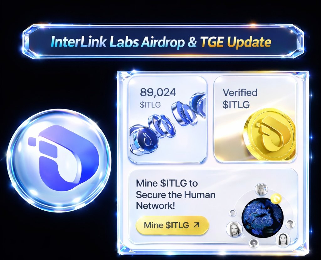 CryptoLakhan's tweet image. 🚨 InterLink Labs Airdrop &amp;amp; TGE – Major Update 🪂🔥

InterLink Labs has officially reduced $ITLG mining rewards by 50% after crossing 5M+ users, creating real scarcity and a healthier token economy.

📉 Mining Update
Earlier: 100 points / 4 hours
Now: 50 points / 4 hours
👉…